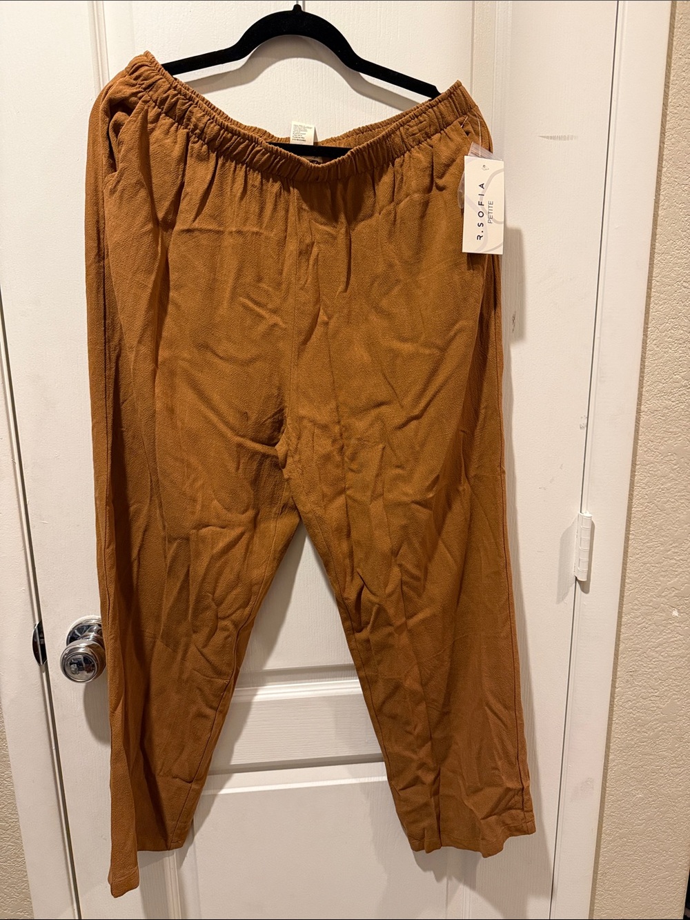 Elastic Waist Wide Leg Pants in Brown
